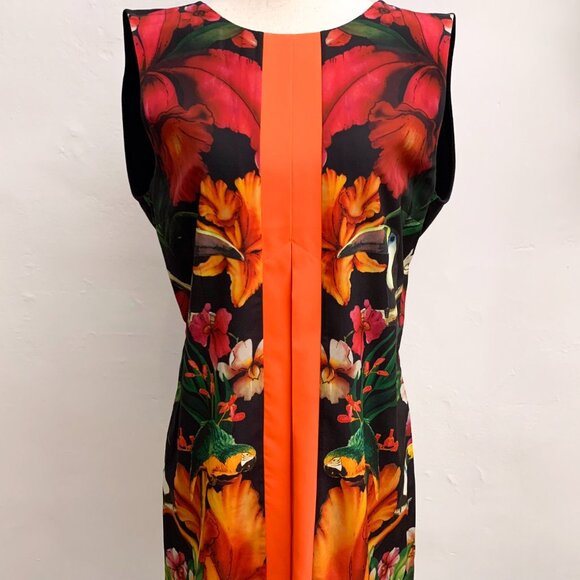 Ted Baker London Orange Toucan Tropical Print Dress Small Medium - Picture 6 of 12